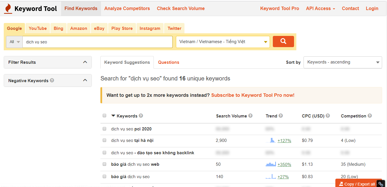 Tổng hợp công cụ SEO website giúp bạn chiến thắng cuộc chơi trên nền tảng số 2 Keywordtool.io là gì?