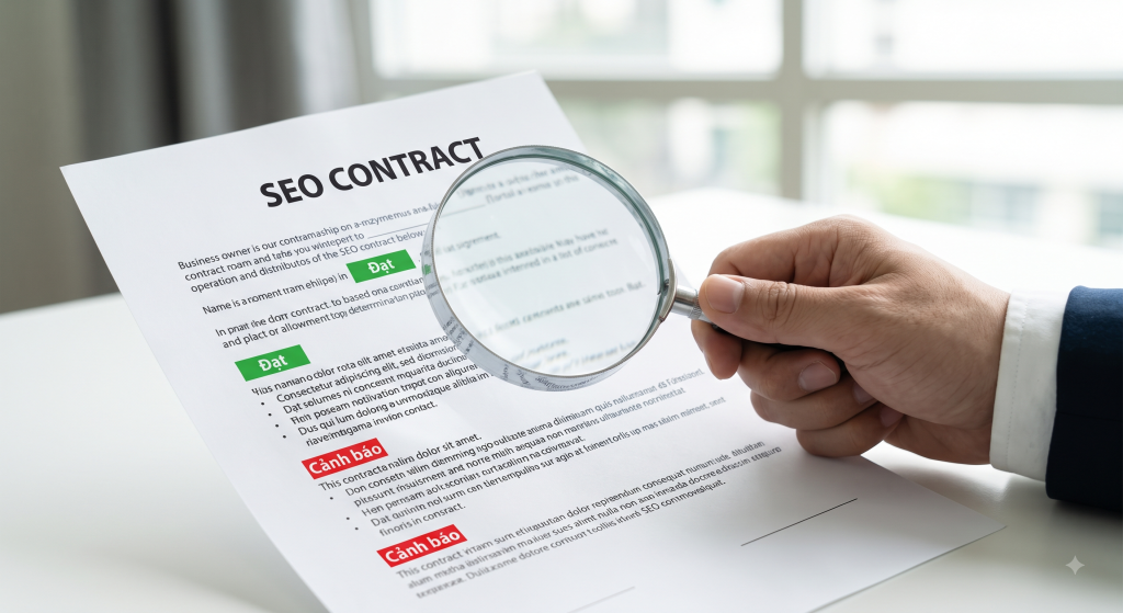 Thẩm định điều khoản và cam kết trên hợp đồng SEO.