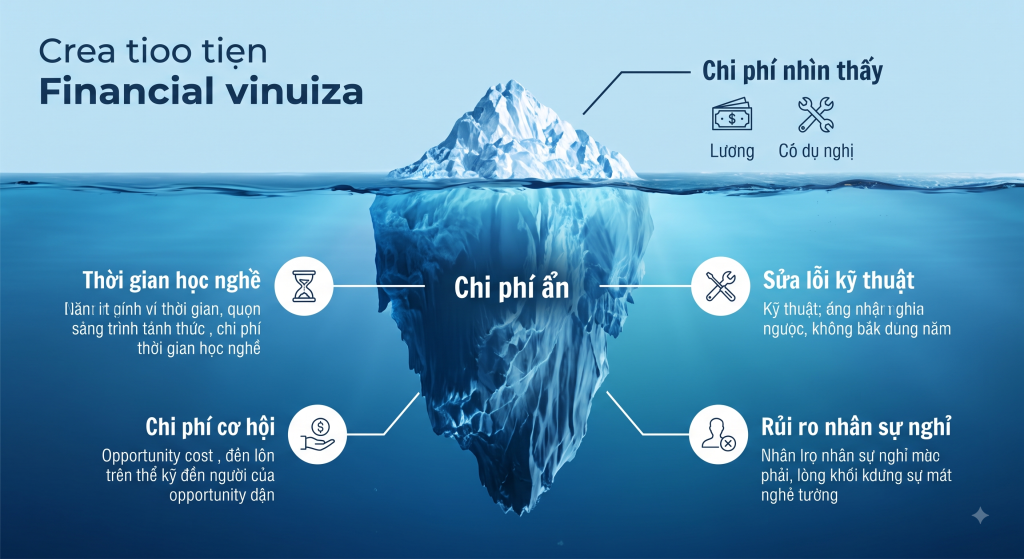 Tảng băng chi phí: Chi phí nhìn thấy và 4 khoản chi phí ẩn.